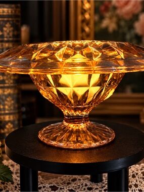 Vintage Jeannette Windsor Pink Depression Glass Sherbet & Plate Fairy Lamp